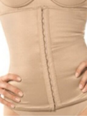 Leonisa Slimming Waist Cincher Corset with Latex, Beige/Champagne, size XL